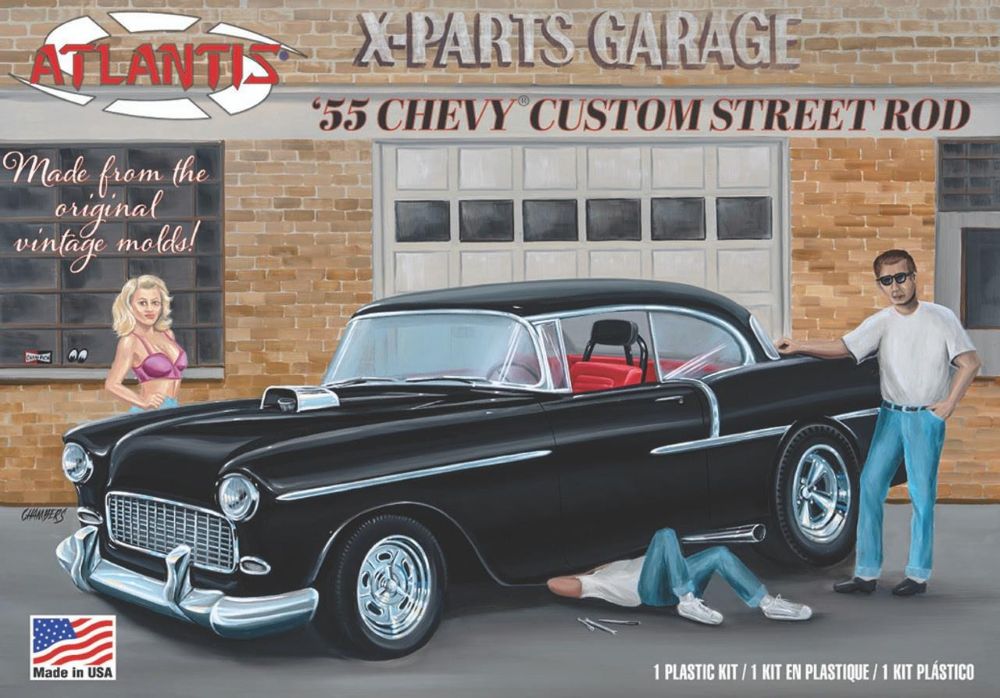 Atlantis Models H1276 1:25 X-Parts Garage 1955 Chevy Custom Street Rod Car Kit