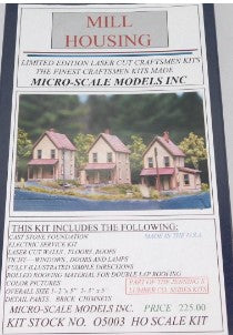 Micro-Scale Models 05003 HO Scale Mill House Laser Cut Craftsmen Building Kit
