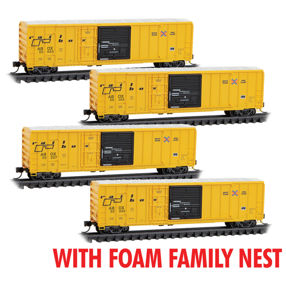Micro-Trains 99300223 N Scale TTX 50' Railbox ABOX with Foam Nest (Pack of 4)