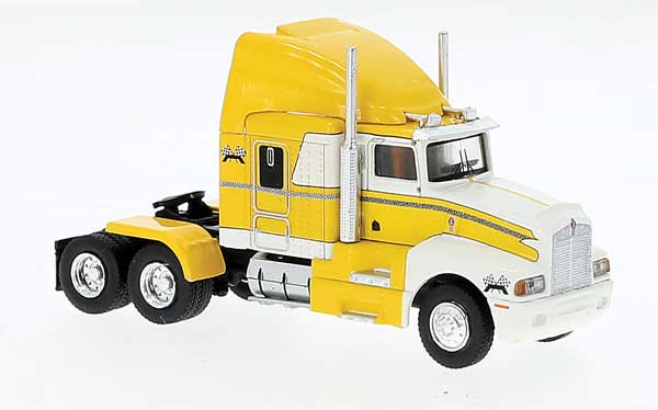 Brekina Automodelle 85927 HO Yellow/White '84 Kenworth T600 Sleeper-Cab Tractor