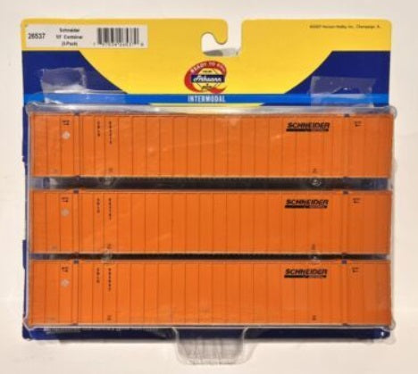 Athearn 26537 HO Schneider National Intermodal 53'' Stoughton (Pack of 3)
