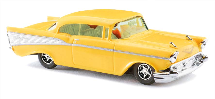 Busch 45026 HO Assembled Yellow 1957 Chevrolet Bel Air Coupe