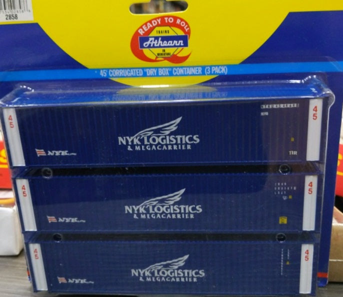 Athearn 2858 HO NYK Logistics 45'' Corrugated "Dry Box" Container (Pack of 3)