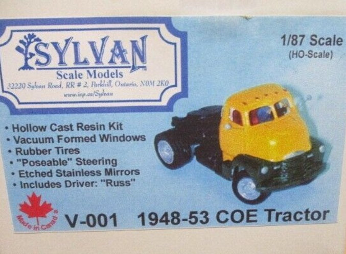 Sylvan Scale Models V-001 HO 1948-53 COE Tractor W/Russ The Driver Resin Kit