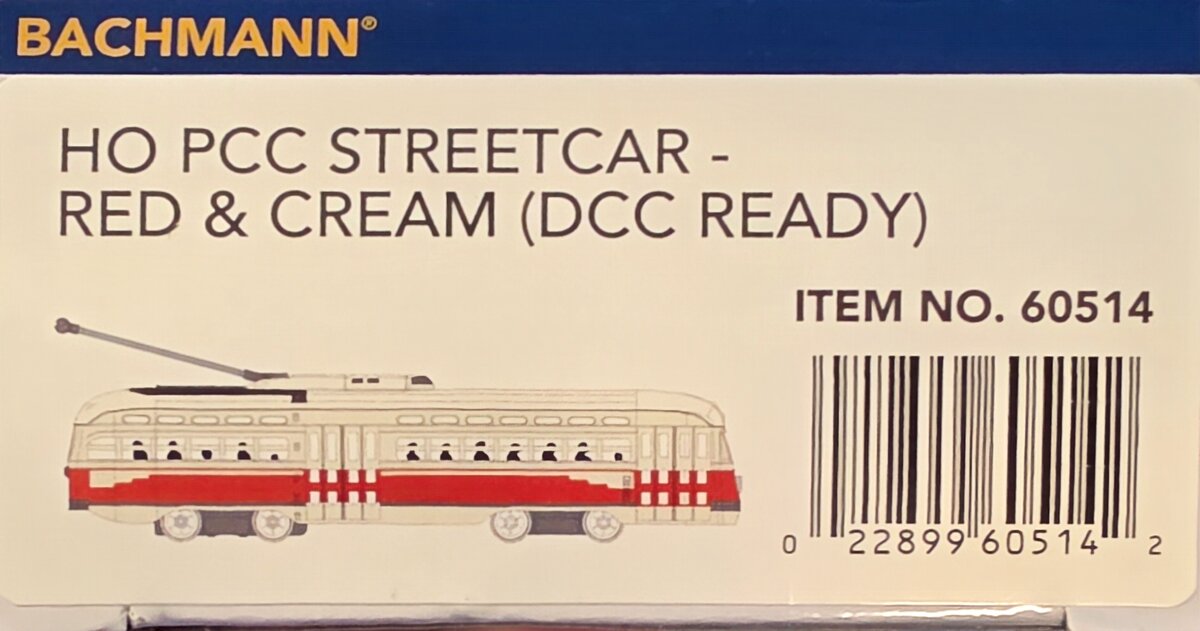 Bachmann 60514 HO Red & Cream DCC Ready PCC Streetcar