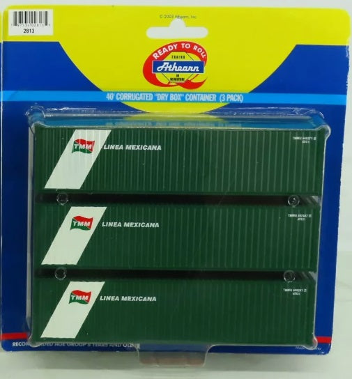 Athearn 2813 HO TMM/Linea Mexicana 40'' Corrugated Dry Box Container (Pack of 3)