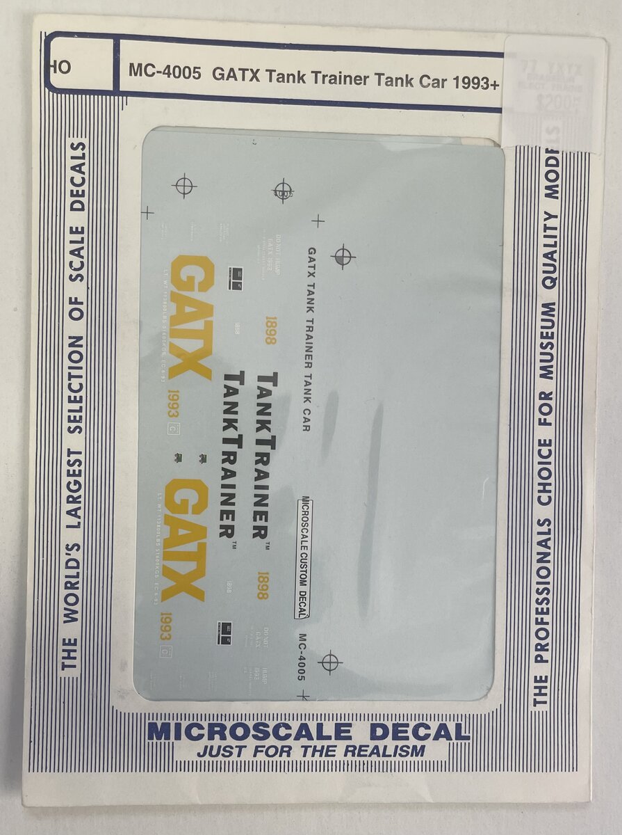 Microscale MC-4005 HO GATX Tank Trainer Tank Car (1993+) Decals