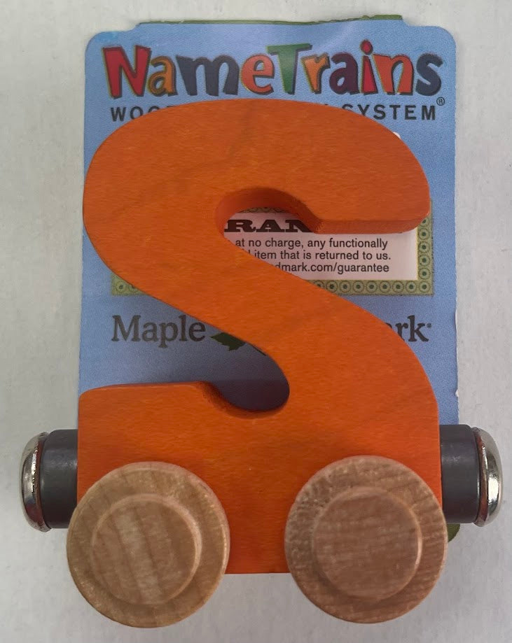 Maple Landmark Inc. 100191 NameTrains "S" Orange Wooden Letter Car