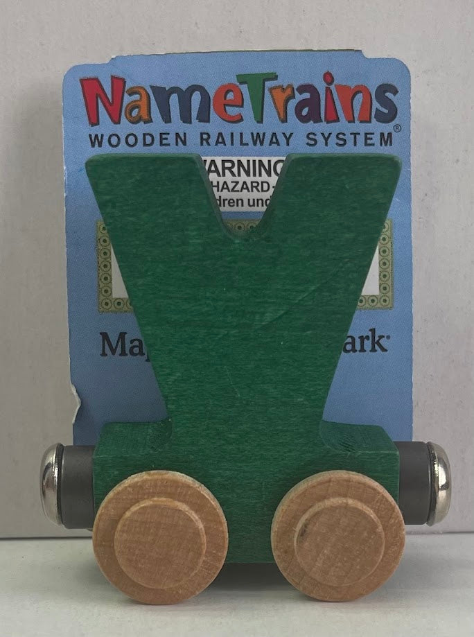 Maple Landmark Inc. 100221 NameTrains "V" Green Wooden Letter Car