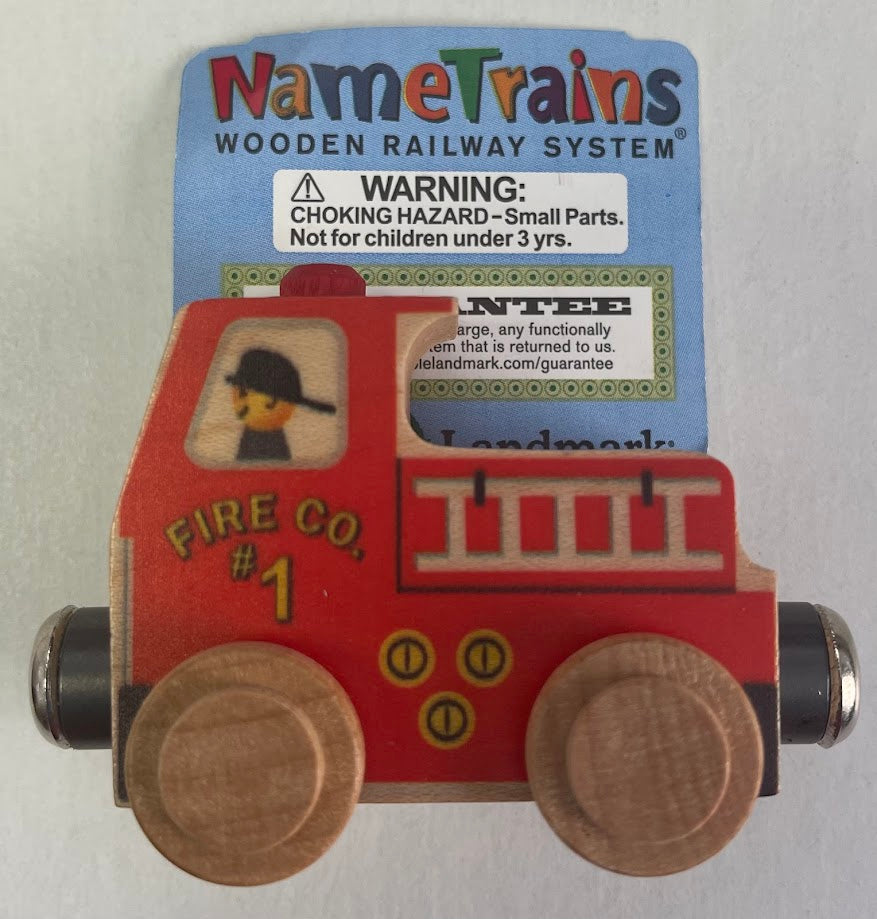 Maple Landmark Inc. 10224 NameTrains Fire Truck Wooden Train Car