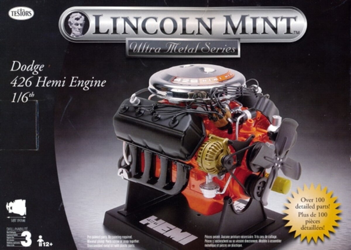 Testors 450 426 1/6th Dodge Hemi Engine Lincoln Mint Ultra Metal Series
