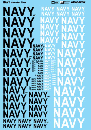 Microscale AC480057 1:48 NAVY Assorted Sizes Military Decal Set