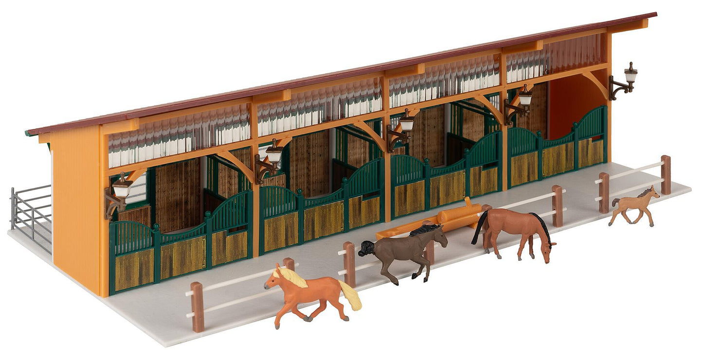 Faller 130597 HO Stable with 4 Horses Building Kit