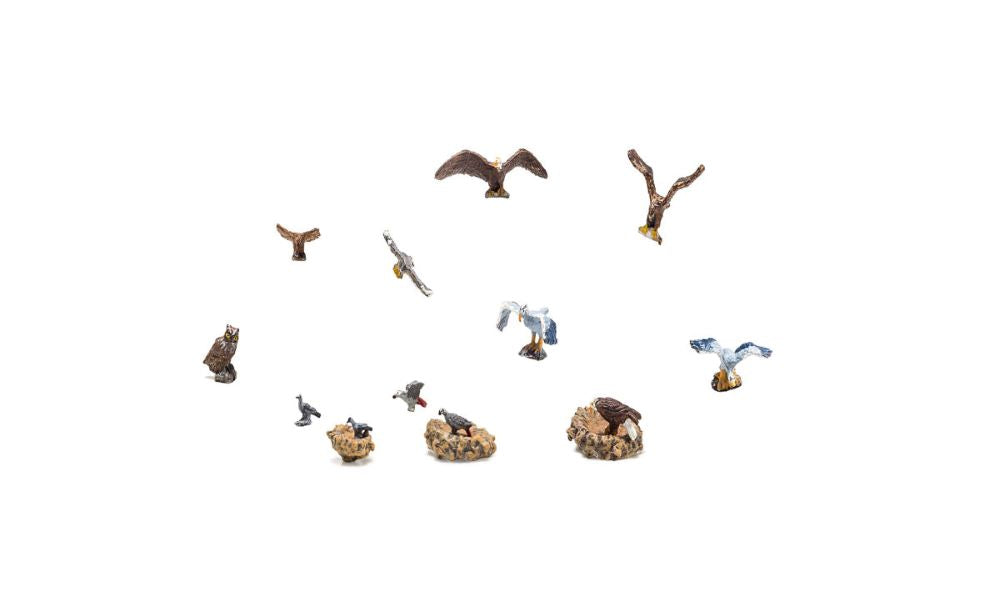 Woodland Scenics A1970 HO Scenic Accents Birds and Nests Figures (Set of 17)