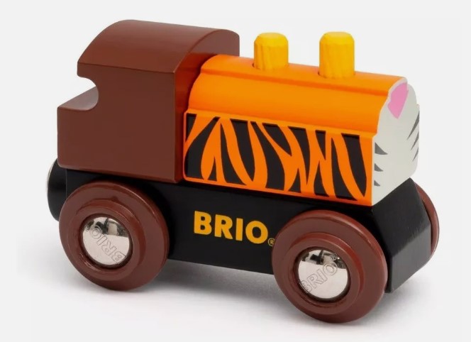 Brio 33841 Wooden Orange & Black Striped Tiger Engine Train Car