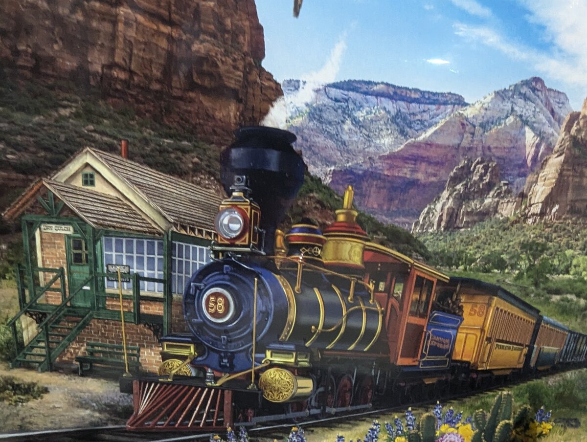 Sunout "Stopping At Dry Gulch" 300 Piece Jigsaw Puzzle 18" x 24"