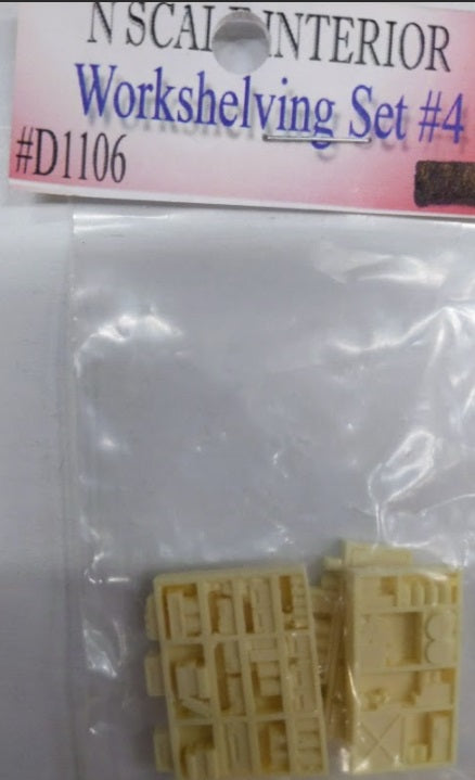 Model Tech Studios D1106 N Scale Workshelving Set # 4 Unpainted (Pack of 2)