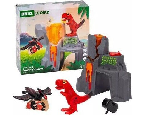Brio 36092 Wooden & Plastic Dinosaur Erupting Volcano Set