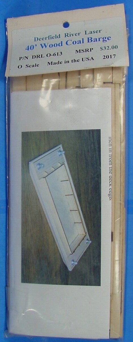 Deerfield River Laser O-613 O Scale 40'' Wood Coal Barge P/N Laser Kit