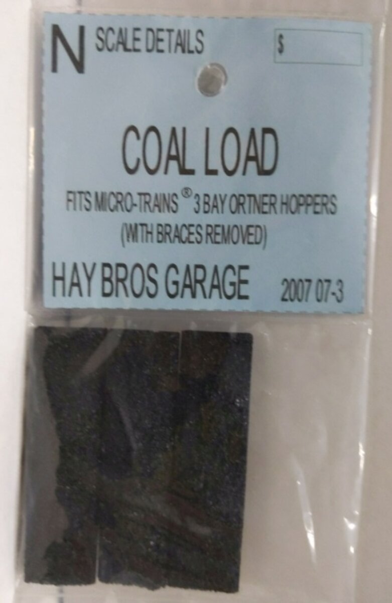 Haybros 2007 07-3 N Coal Load Fits Micro-Trains 3-Bay Ortner Hoppers (Pack of 3)