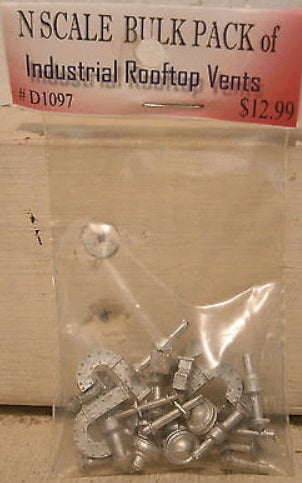 Model Tech Studios D1097 N Scale Bulk Pack of Industrial Rooftop Variety Vents