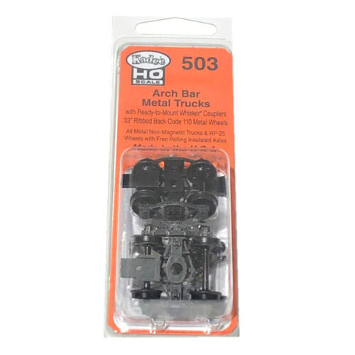 Kadee 503 HO Scale Arch Bar Fully Sprung Metal Trucks W/Whisker® Couplers