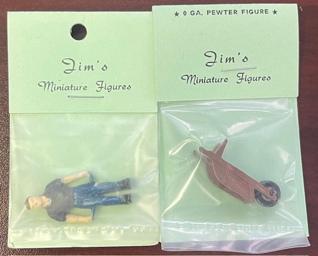 Jim's O Standing Worker with Wheelbarrow (Brown)