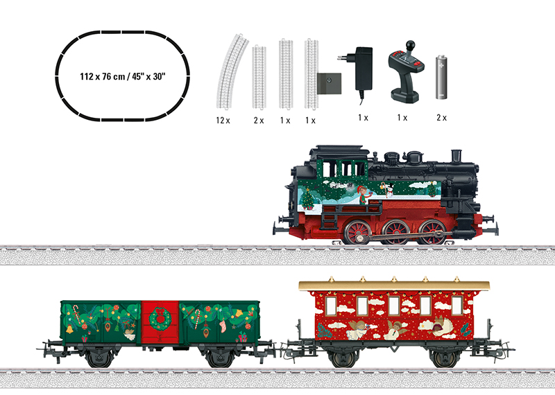 Marklin 29124 Christmas HO Steam Starter Train Set w Snow Covered Track