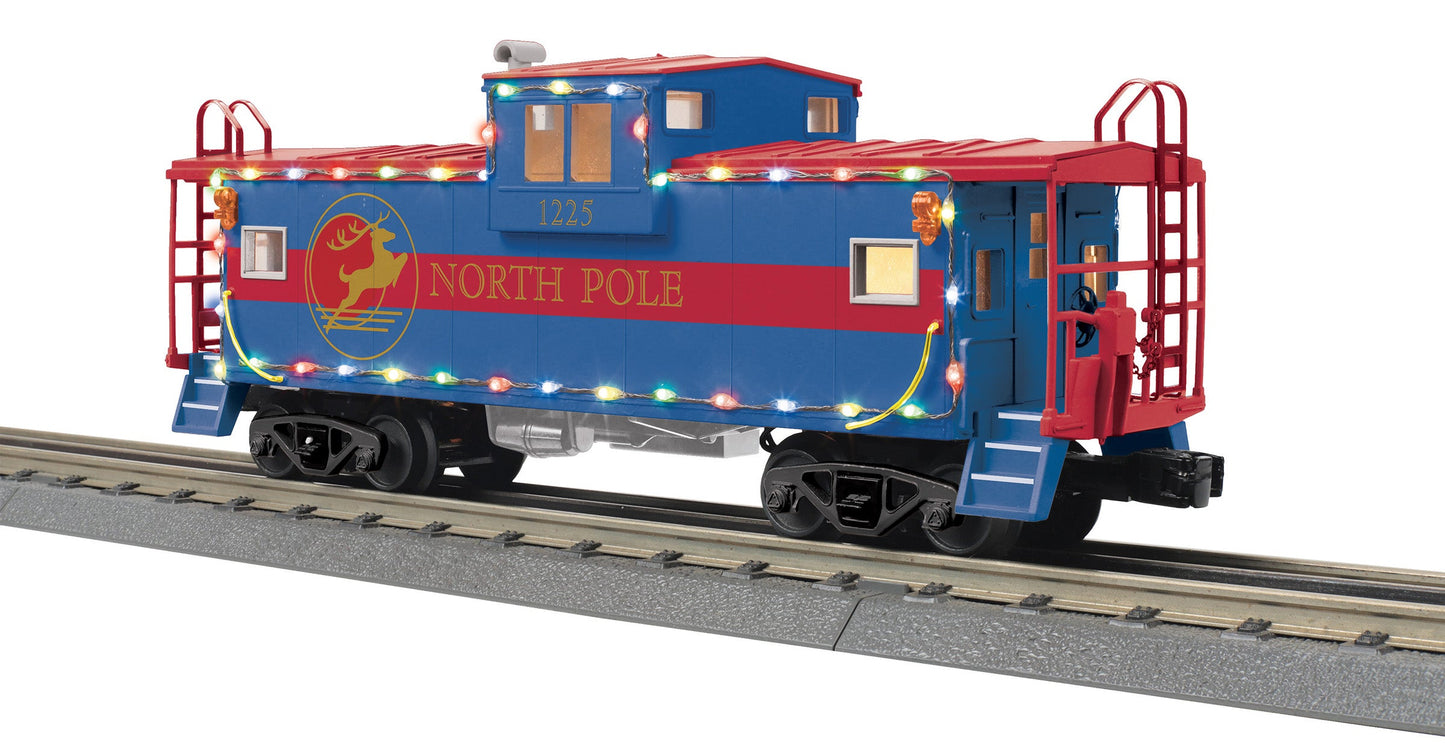 MTH 30-77400 O North Pole Extended Vision Caboose with LED Lights #1225