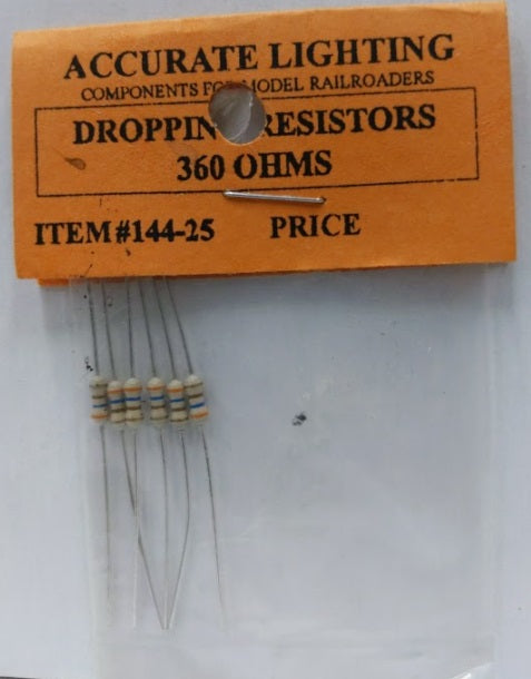 Accurate Lighting 144-25 Dropping Resistors 360 OHMS (Pack of 6)