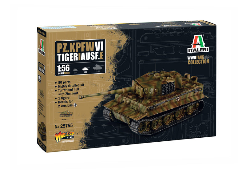 Italeri 25755 1:56 Pz. kpfw. VI Tiger I Ausf. E Tank Plastic Model Kit