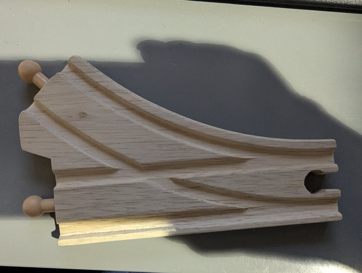 Big Jig Rails 003560 Wooden Railroad Crossing Right Turn Track Section