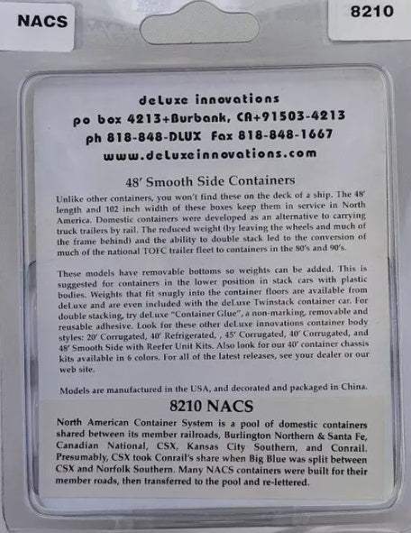 Deluxe Innovations 8210 N Scale NACS 48' Containers (Pack of 2)