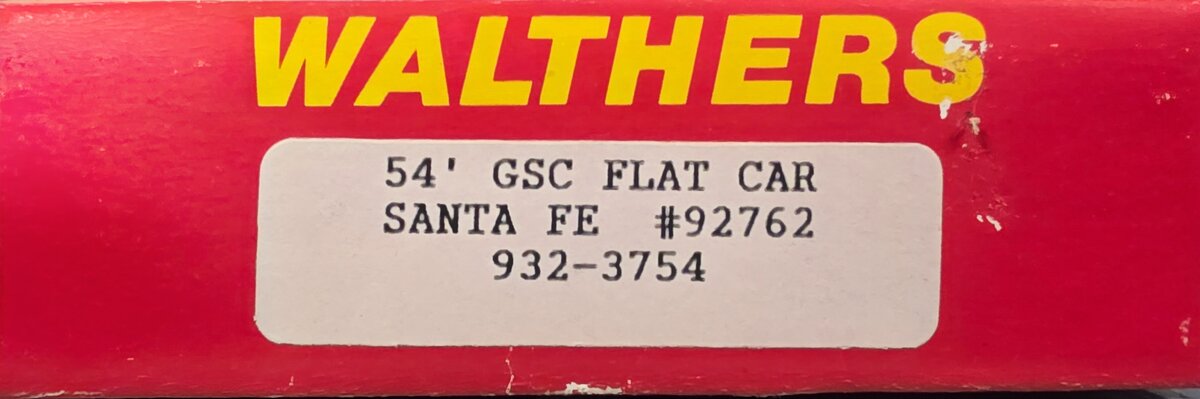 Walthers 932-3754 HO #92762 Santa Fe 54' GSC Flat Car Model Kit