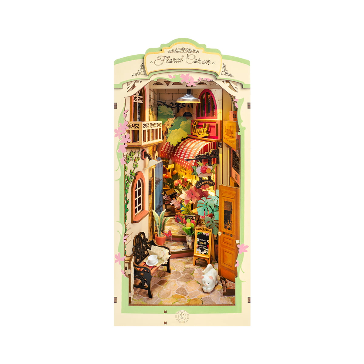 Robotime TGB09 Rolife Floral Corner DIY Book Nook Shelf Insert Kit
