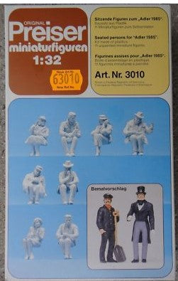Preiser 3010 1:32 Unpainted Seated People For "Adler 1985" (Set of 11)
