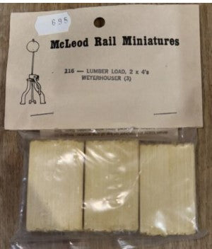 Mcleod Rail Miniatures 116 HO Lumber Loads 2 x 4's Weyhouser (3)