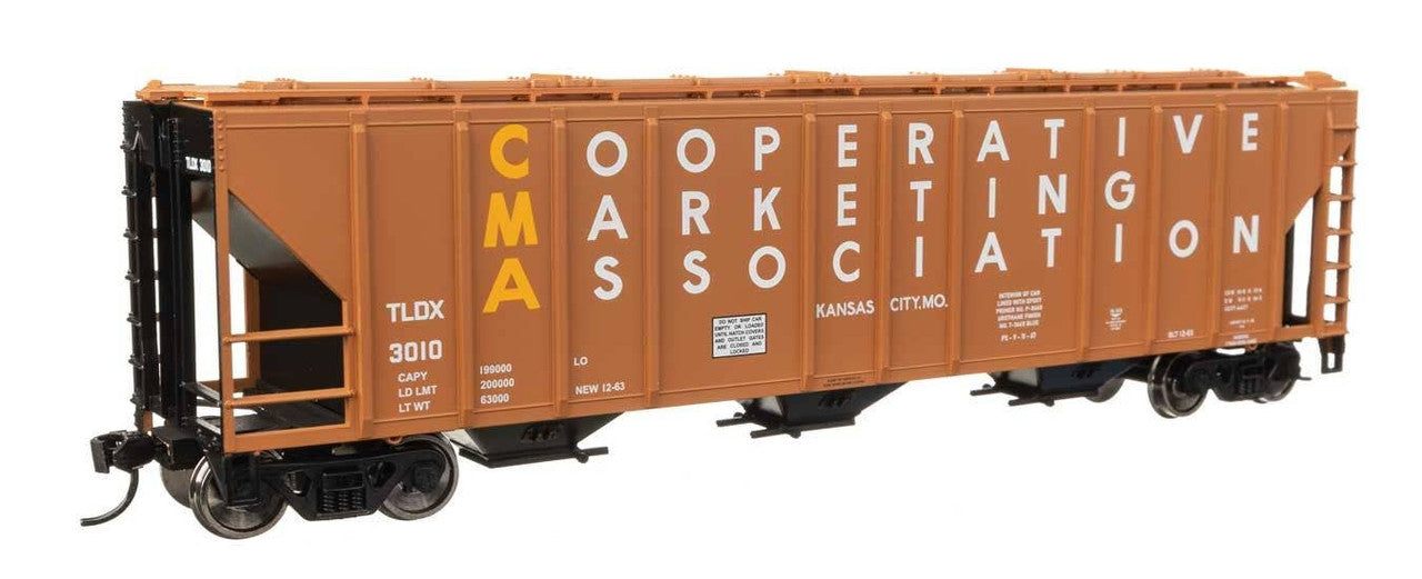 Walthers 910-49420 HO CMA 50' PS PS2-CD 4427 3-Bay Covered Hopper RTR TLDX #3010