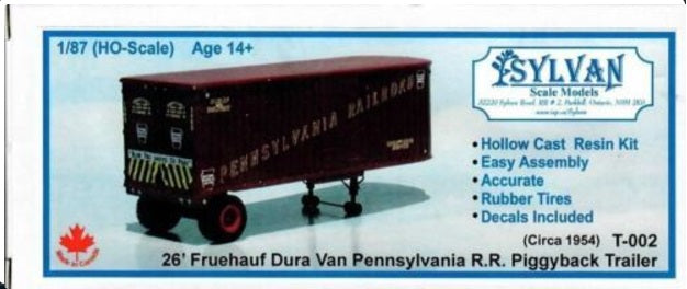 Sylvan Scale Models T-002 HO 1/87 Sylvan Scale Models # T - 26' Fruehauf Dura Va