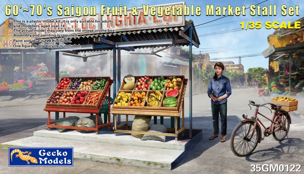 Gecko Models 350122 1:35 60'-70's Saigon Fruit & Vegetable Market Stall Kit