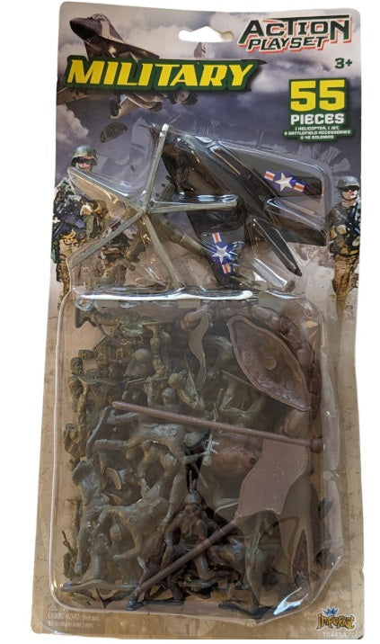 Imperial 16445A55 45-Green Soldiers 1-Jet 1-Helicopter 8-Battlefield Accessories