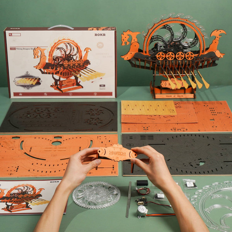 Robotime LK802 ROKR Viking Dragon Ship Mechanical 3D Wooden Puzzle