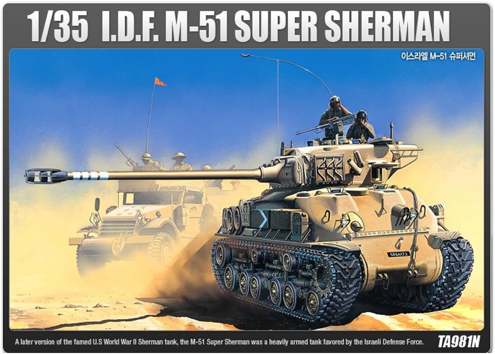 Academy 13254 1:35 I.D.F. M-51 Super Sherman Medium Tank Plastic Model Kit