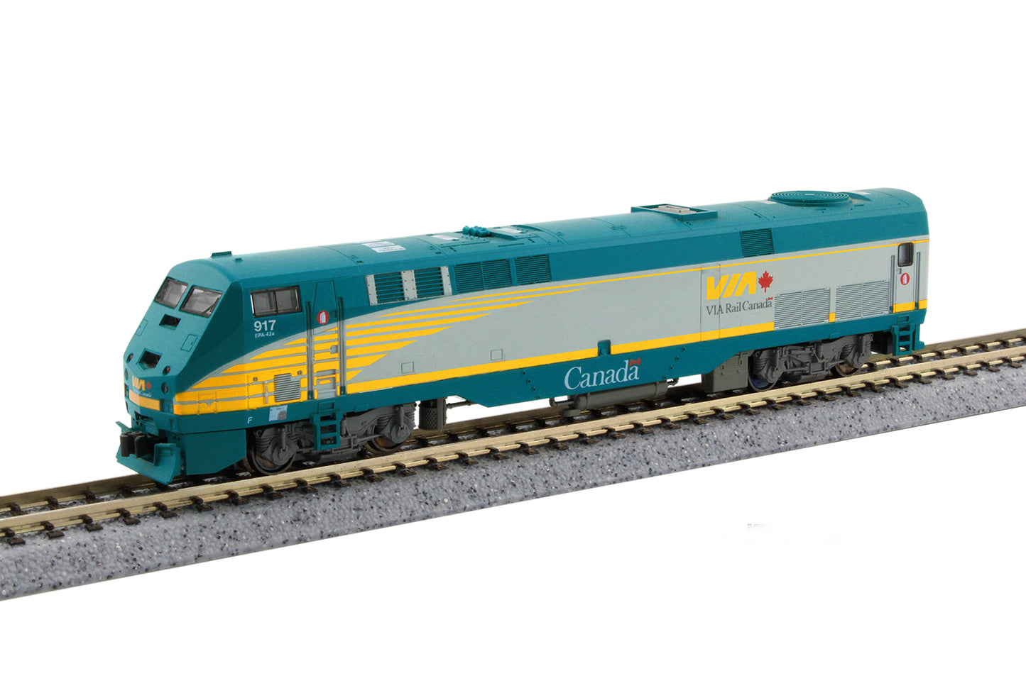 Kato 176-6043 N Scale VIA Rail GE P42 "Genesis" Diesel Engine #917 NIB