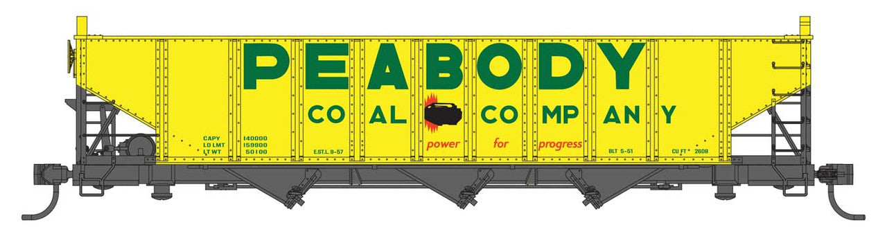 Walthers 910-56720 HO Peabody Coal 70-Ton AAR 3-Bay Open Hopper #6969