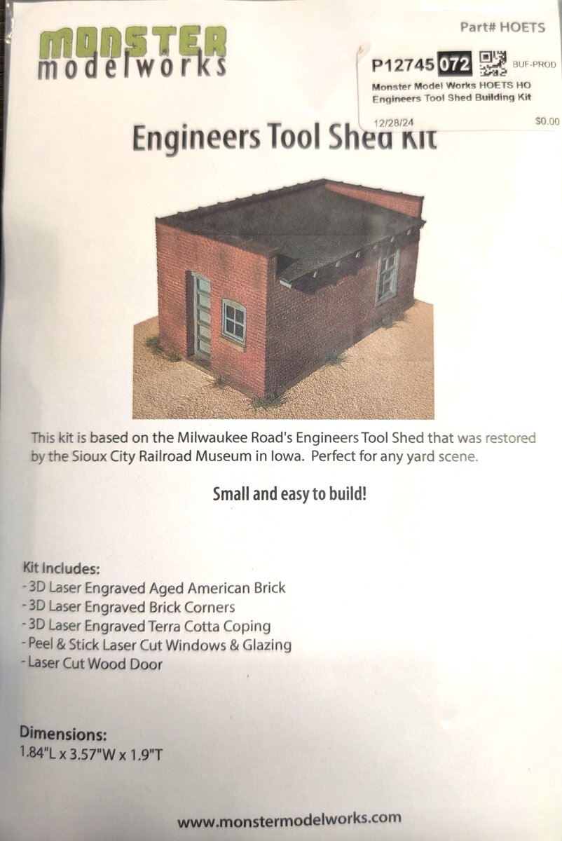 Monster Model Works HOETS HO Engineers Tool Shed Building Kit