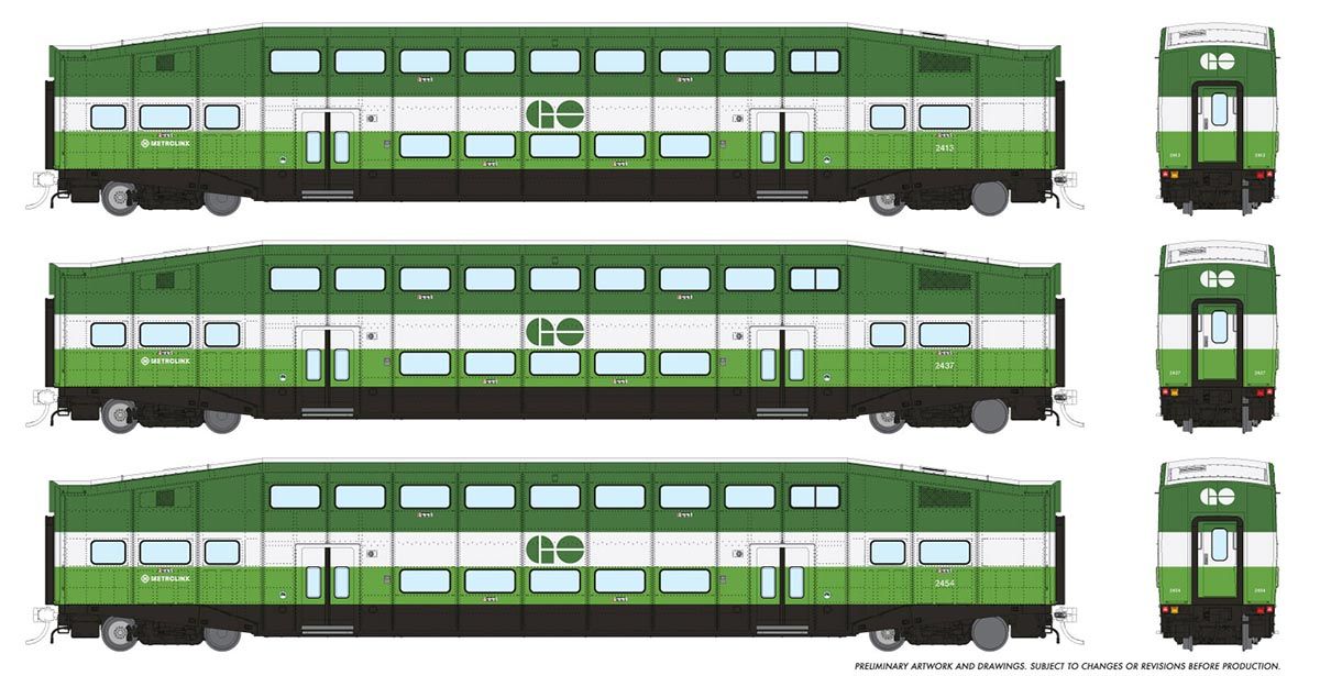 Rapido Trains 146042 HO GO Transit/MX BiLevel Commuter Car #3 (Set of 3)