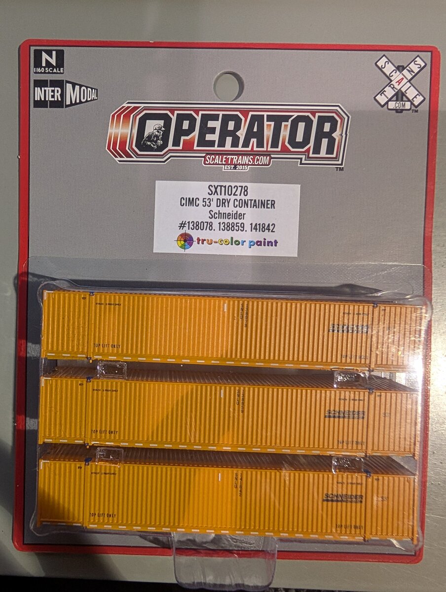Scale Trains SXT10278 N Scale Schneider CIMC 53' Dry Container (Pack of 3)