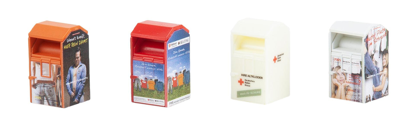 Faller 180341 HO 4 Old-Clothes Containers Kit