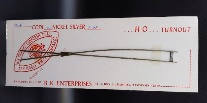 B.K. Enterprises 756P HO Scale Code 70 #5 Left Hand Nickel Silver Turnout